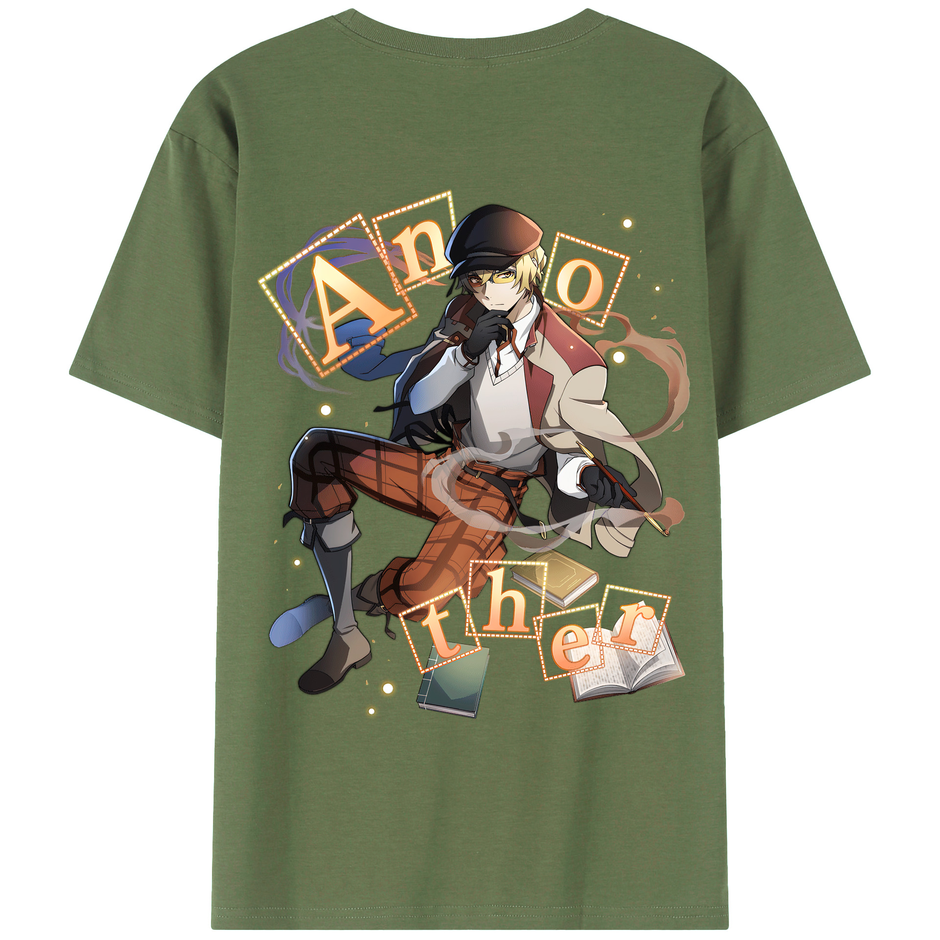（画像用） 文豪ストレイドッグス Bungo Stray Dogs 綿100％ メンズ半袖Tシャツ（バックプリント） 通気性
